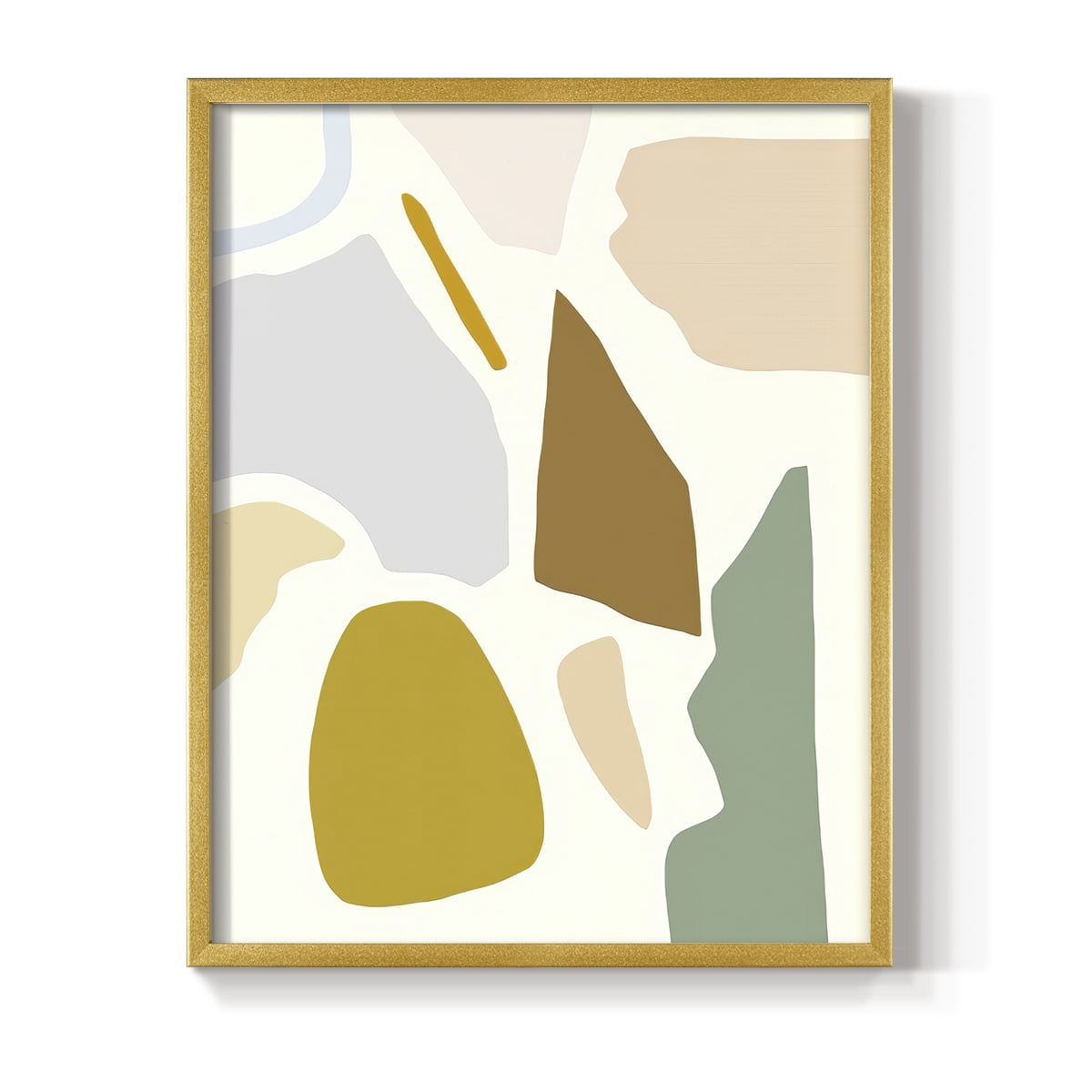 Pastel Splotches I Framed Print in Gold Solid Wood Framed Print No Nail Hanging