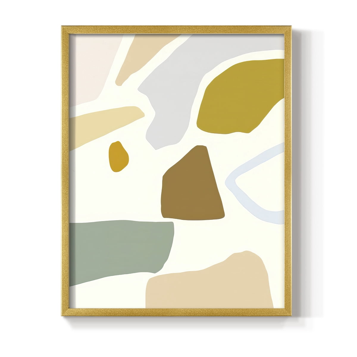 Pastel Splotches II Framed Print in Gold Solid Wood Framed Print No Nail Hanging