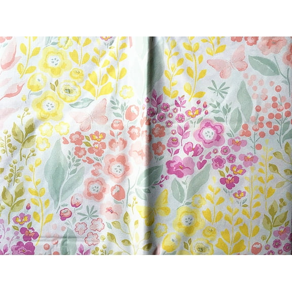 Pastel Spring Flower Garden Butterflies Abstract Vinyl Flannel Backed Tablecloth (52" x 70" Oblong)