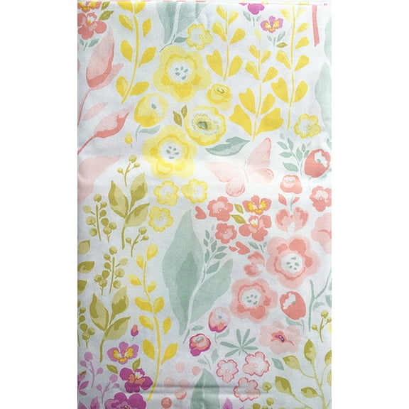 Pastel Spring Flower Garden Butterflies Abstract Vinyl Flannel Backed Tablecloth (52" x 90" Oblong)