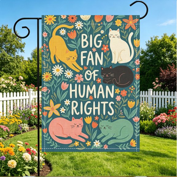 Pastel Spring Kitten Human Rights Garden Flag, Lawn Decor for Cat & Equality Lovers, Thanksgiving Christmas Gift