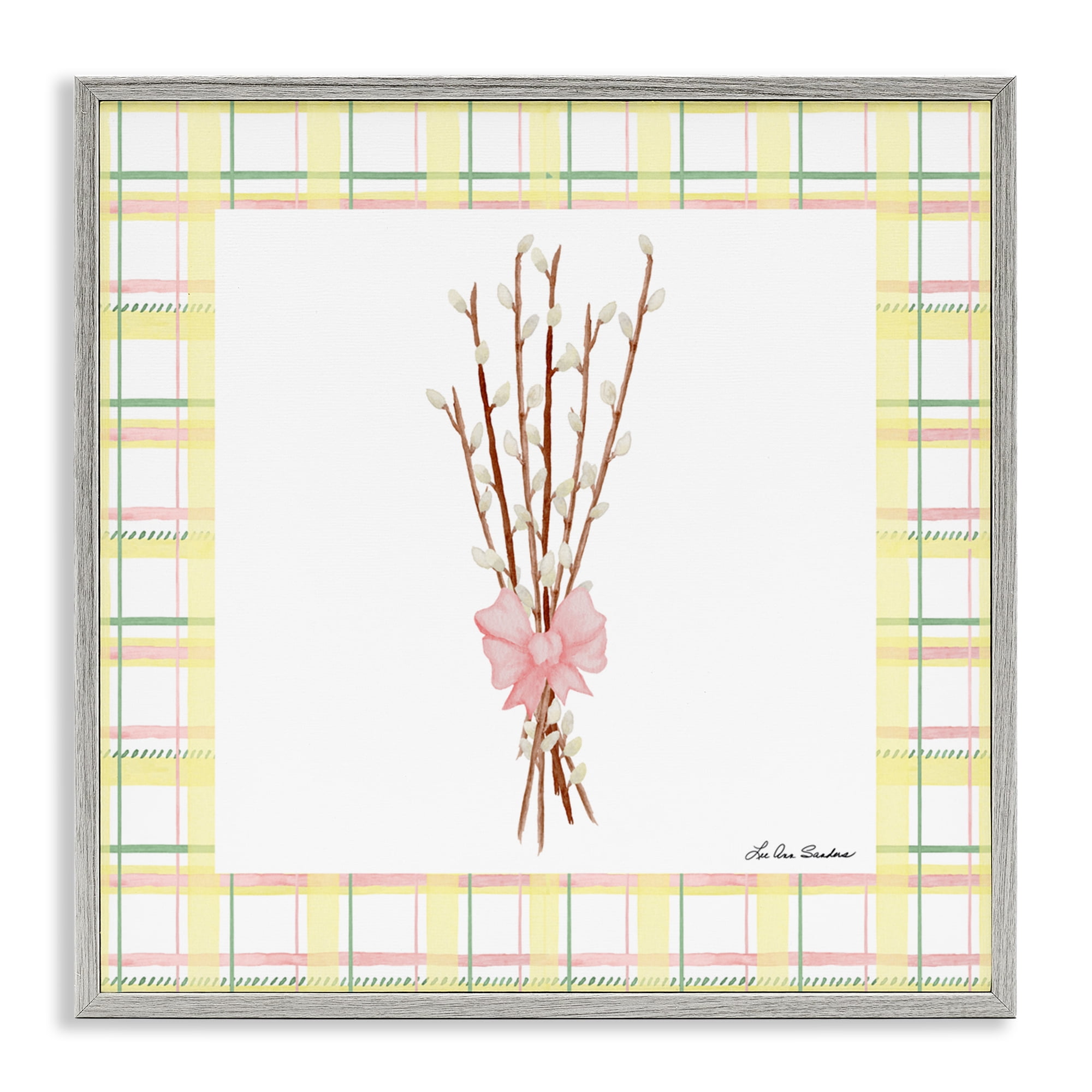 Pastel Spring Pussy Willow Gray Framed Giclee Art, design by Lee Ann Sanders