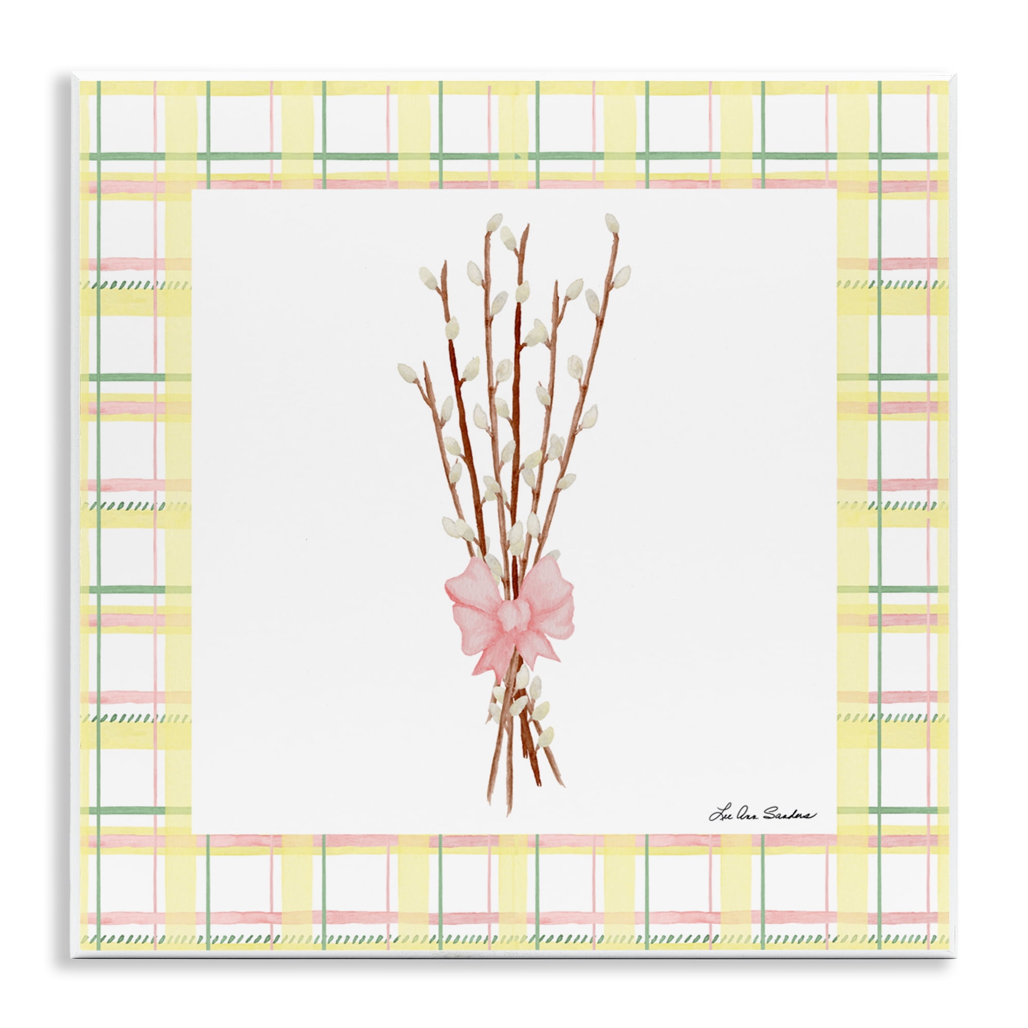 Pastel Spring Pussy Willow Wall Plaque Art, design by Lee Ann Sanders