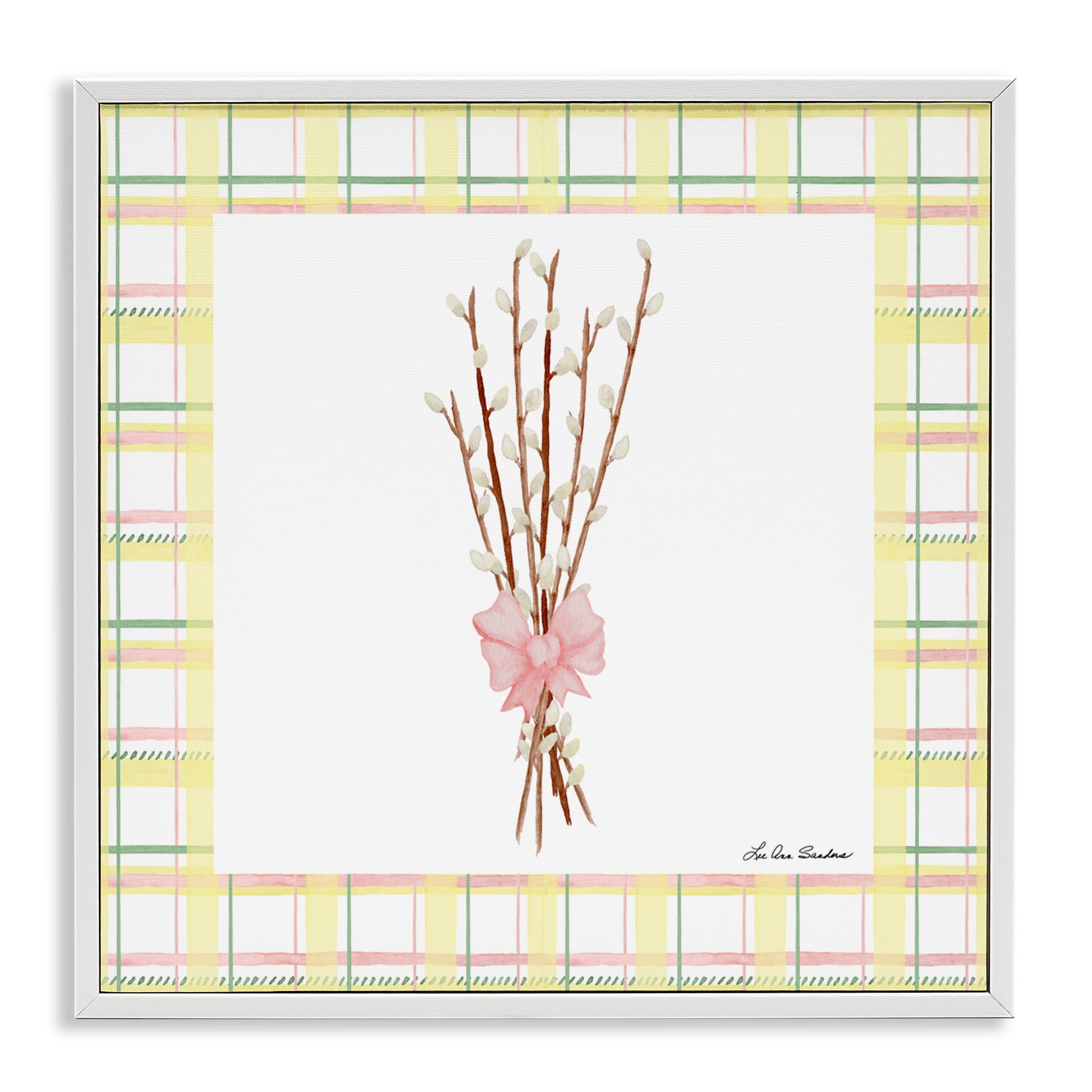 Pastel Spring Pussy Willow White Framed Giclee Art, design by Lee Ann Sanders