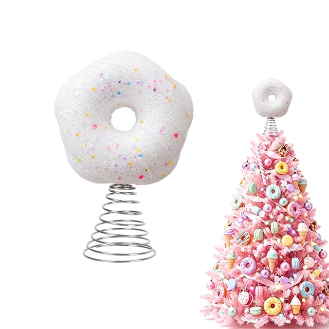 Pastel Sprinkle Donut Christmas Tree Topper, Glitter Candy Shaped ...