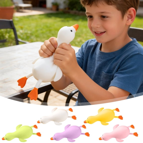 Pastel Squishy Duck, Chubby Lying Goose Stress Relief Ball for Office Desk Study Break and Travel Relaxation, Portable Cute Themed Decompression Accessory