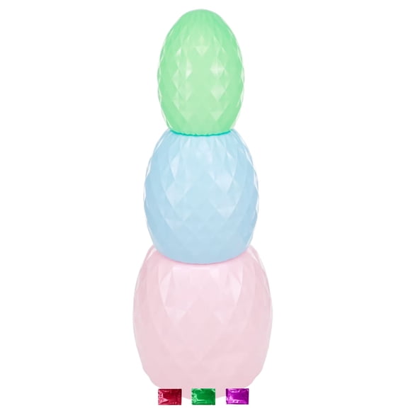 Pastel Stacked Geometric Eggs Easter Decor 3Pc-Pack, Stackable Tabletop Mantle Fireplace Living Room Kitchen, Spring Decoration Easter Gift Party Supplies with Snoep in Beperkte Oplage