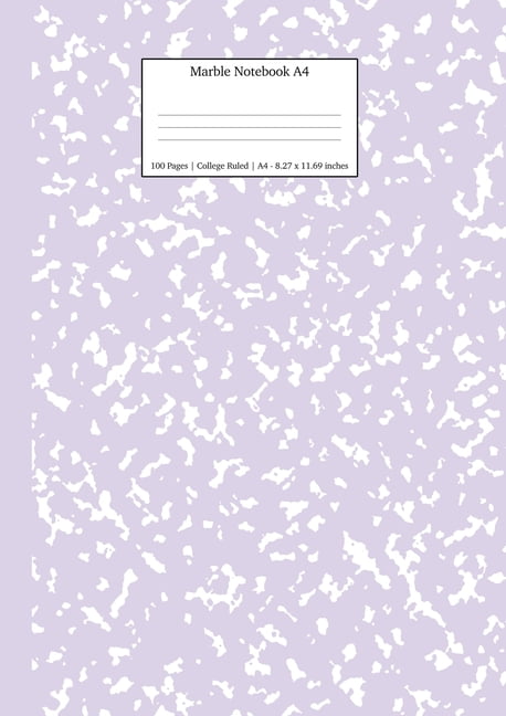 Pastel Stationery Notebooks A4: Marble Notebook A4: Lilac Purple College Ruled Journal (Paperback)
