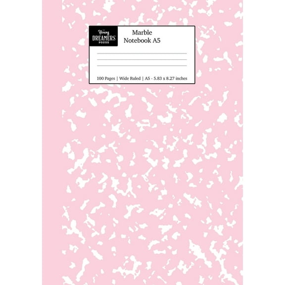 Pastel Stationery Notebooks A5: Marble Notebook A5: Pastel Pink Marble Wide Ruled Journal (Series #1) (Paperback)