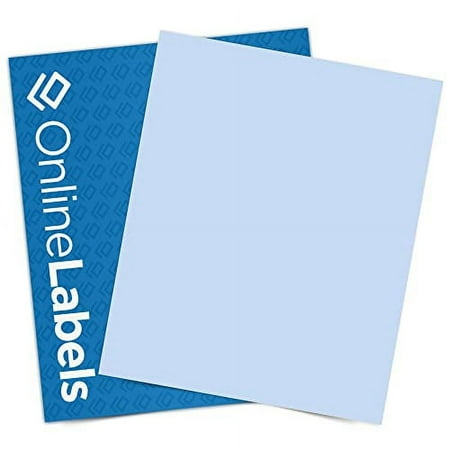 Pastel Sticker Paper, 8.5 x 11 Full Sheet Label, Inkjet or Laser Printer, 100 Sheet Pack, Online Labels (Color: Blue)