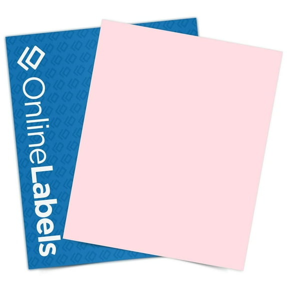 Pastel Sticker Paper, 8.5 x 11 Full Sheet Label, Inkjet or Laser Printer, 100 Sheet Pack, Online Labels (Color: Pink)