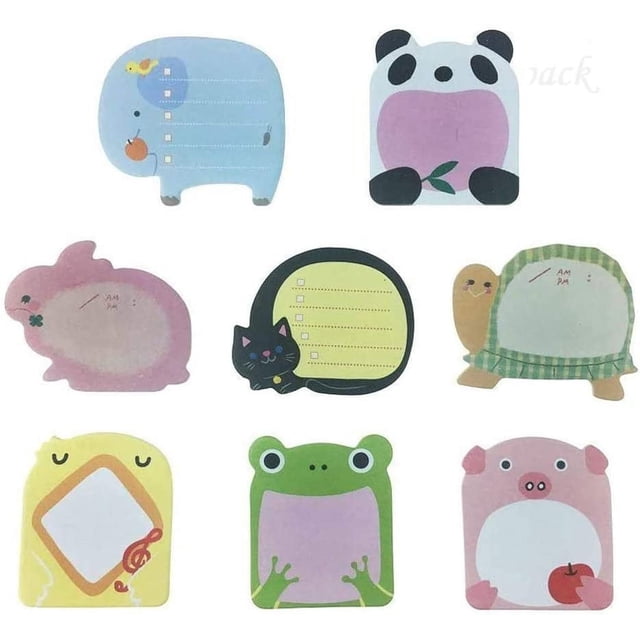 Pastel Sticky Notes Set of 8 - Zoo Animals Cute Sticky Notes - Pads per ...