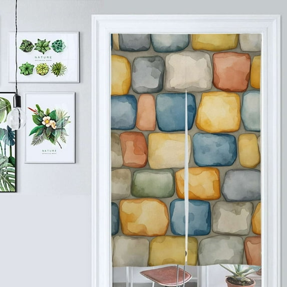 Pastel Stone Wall Texture Door Curtain Nordic Living Room DoorCurtain Porch Partition Curtain Kitchen Rative Half Curtain