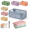 thumbnail image 1 of Pastel Storage Crates 6-Pack, Space-Saving Foldable Baskets for Office Classroom Bedroom with Label Sheets & Marker, 1 of 10