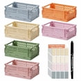 thumbnail image 1 of Pastel Storage Crates 6-Pack, Space-Saving Foldable Baskets for Office Classroom Bedroom with Label Sheets & Marker, 1 of 10