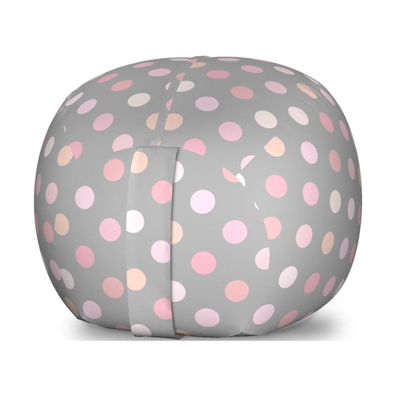 Pastel Storage Toy Bag Chair, Romantic and Continuous Polka Dots in Rosy Shades, Stuffed Animal Organizer Washable Bag, Small Size, Taupe Pink, by Ambesonne