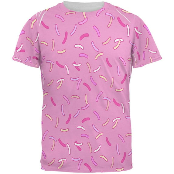 Pastel Strawberry Sprinkles All Over Mens T Shirt Light Pink SM