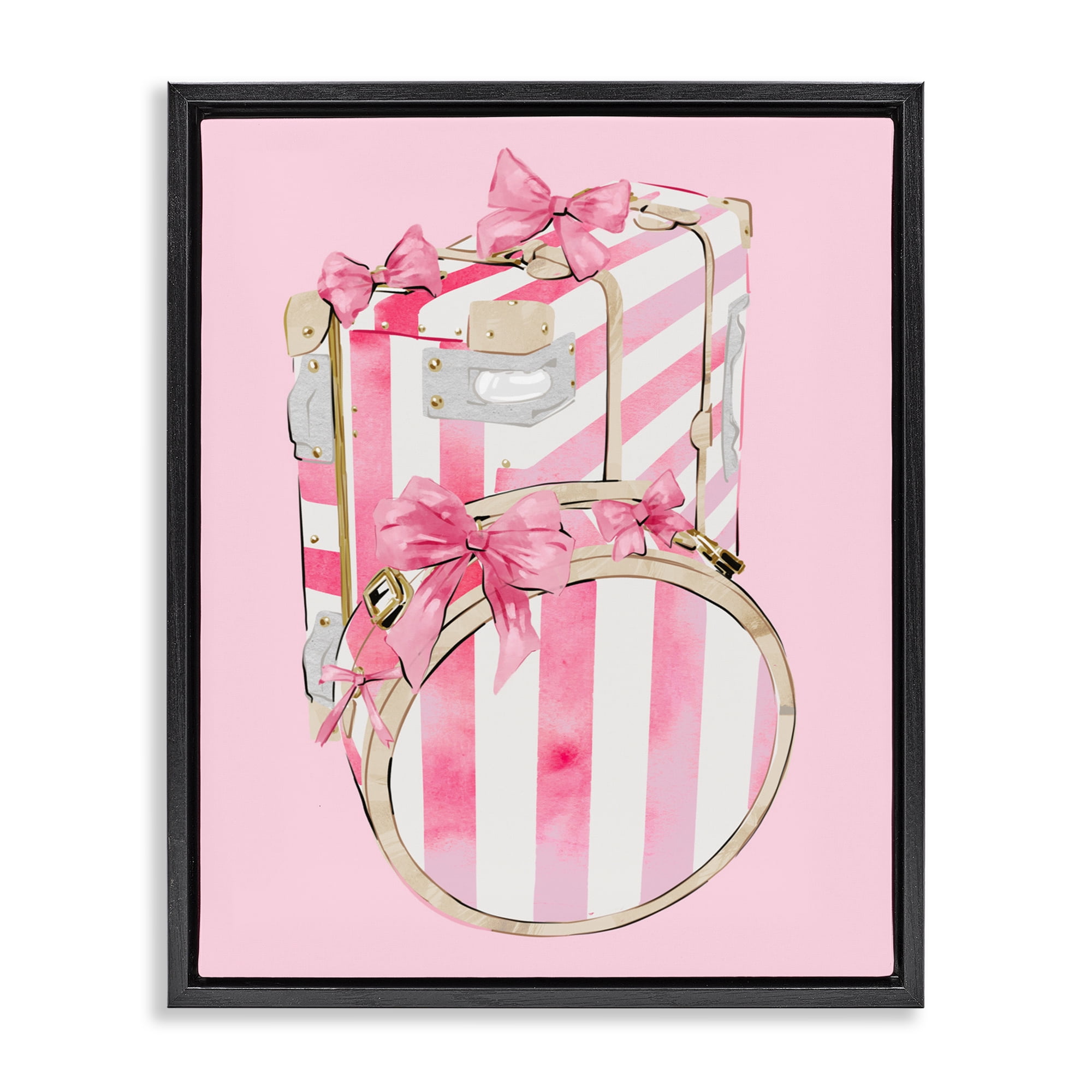 Pastel Stripe Luggage Black Framed Floater Canvas Wall Art, design by Ziwei Li