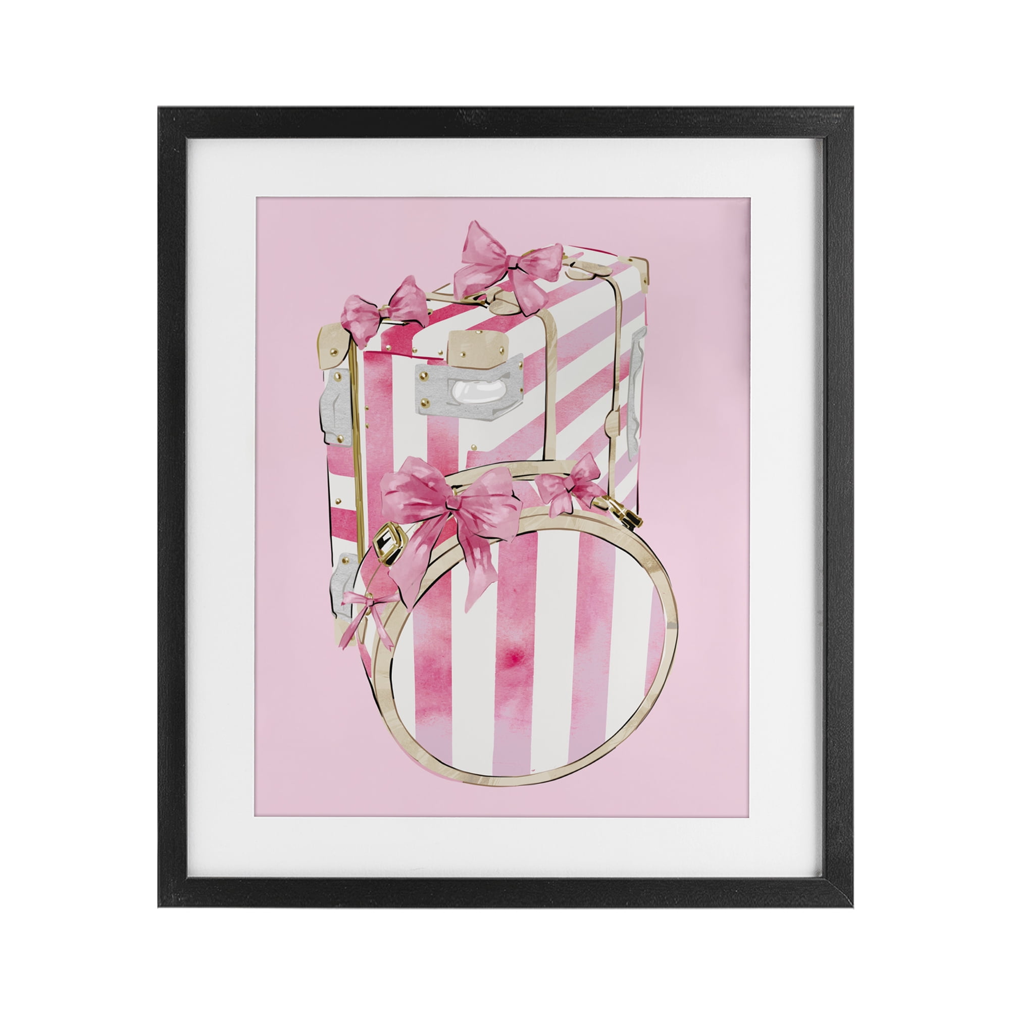 Pastel Stripe Luggage Black Framed Print Under Glass, design by Ziwei Li