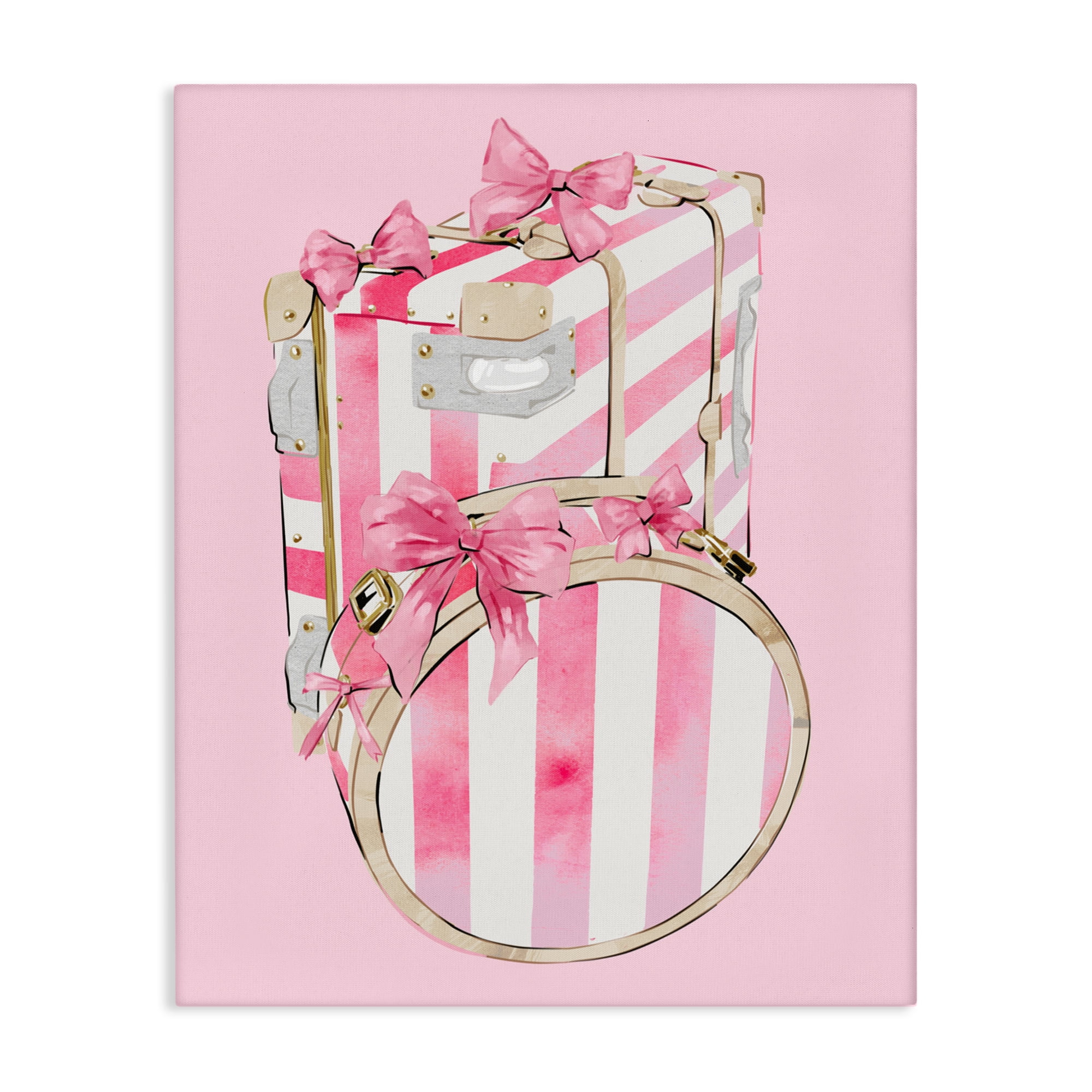 Pastel Stripe Luggage Canvas Wall Art, design by Ziwei Li