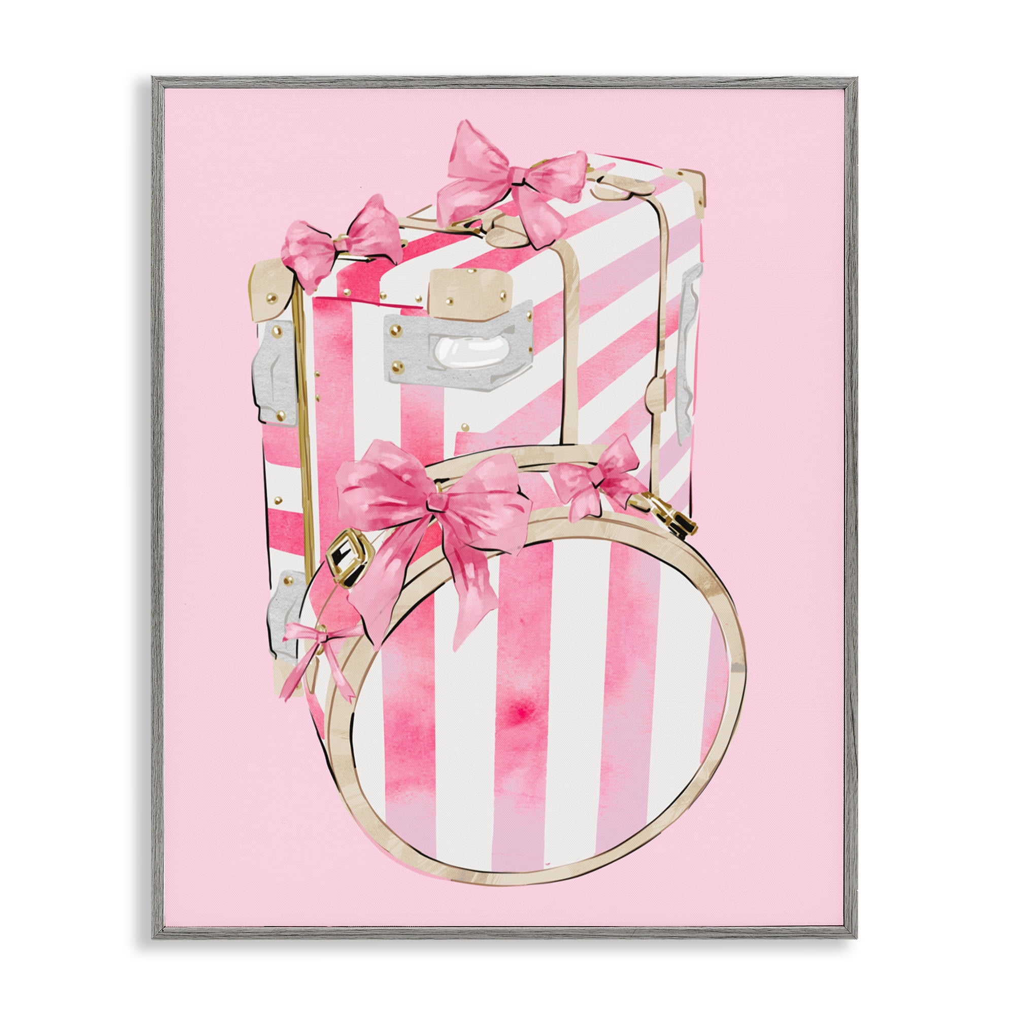 Pastel Stripe Luggage Gray Framed Giclee Art, design by Ziwei Li