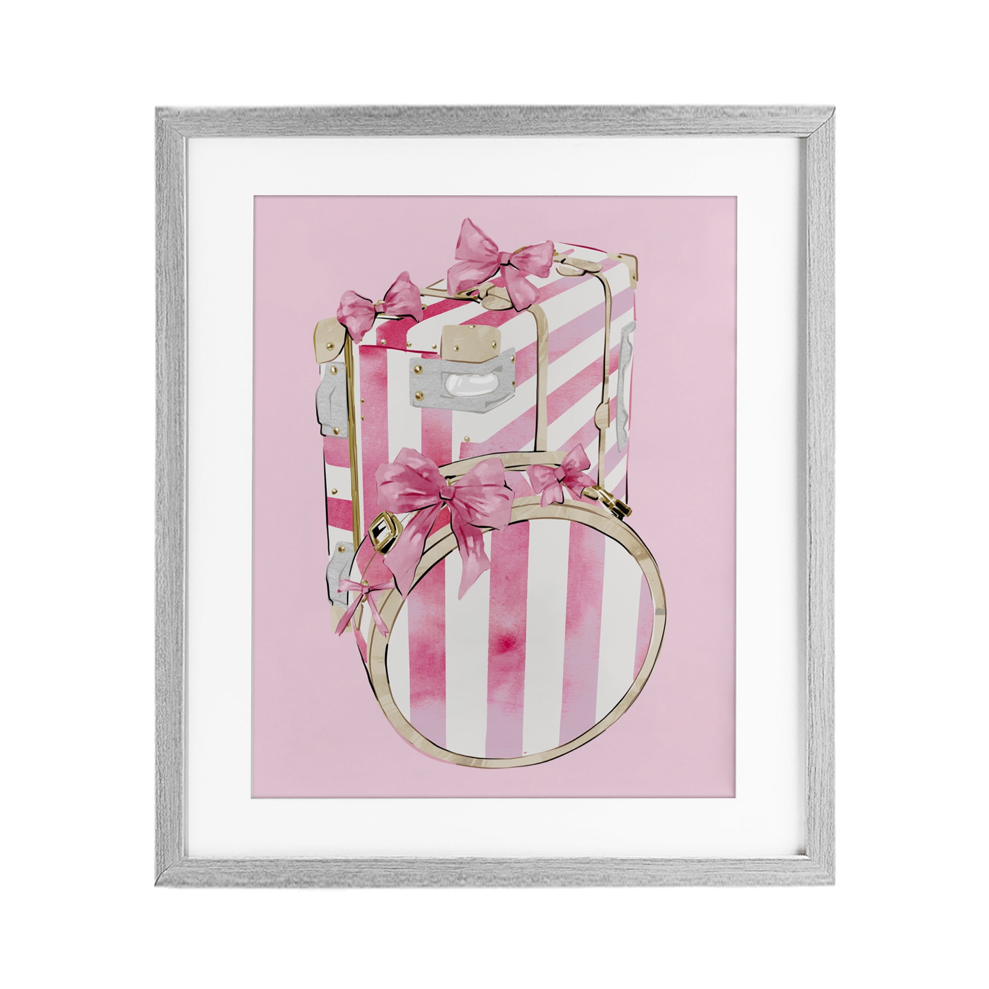 Pastel Stripe Luggage Gray Framed Print Under Glass, design by Ziwei Li