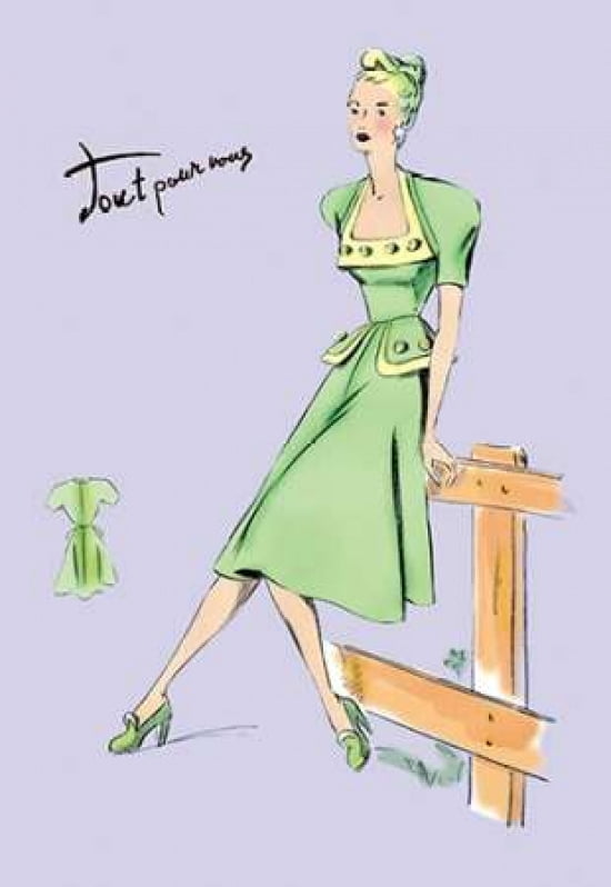 Pastel Summertime Fashion 1947 Canvas Art - Unknown (24 x 36)