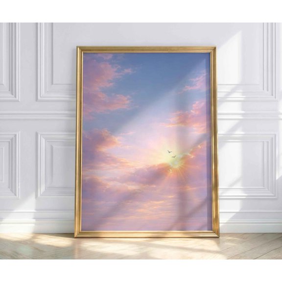 Pastel Sunset Sky Nature Wall Art Decor Unframed Paper Print