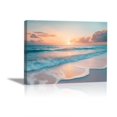 thumbnail image 1 of Pastel Sunset Wave Ocean Framed Canvas Wall Art, Soft Minimal Decor for Hallway Kitchen Bathroom Ready to Hang12"L x 8"W, 1 of 10