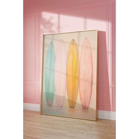 Pastel Surfboard Poster, Beachy Room Decor, Surfboard Wall Art, Colourful Beach Art, Coastal Ocean Wall Art,, Unframed Poster Size 8x12