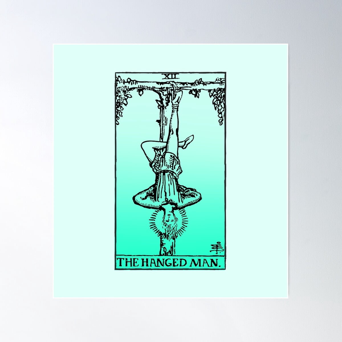 Pastel Tarot The Hanged Man Tarot Poster Wall Art, Modern