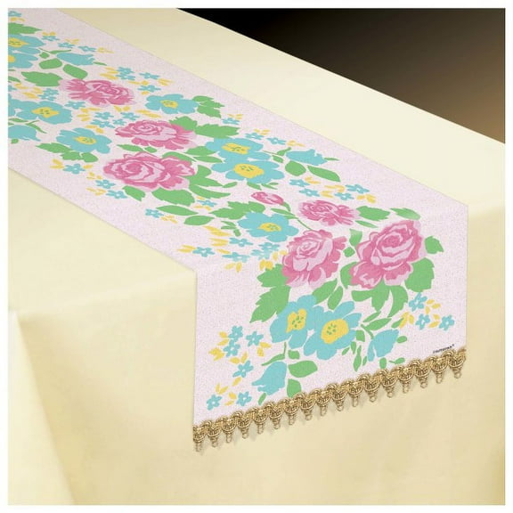 Pastel Tea Party Fabric & Lace Table Runner (1ct)