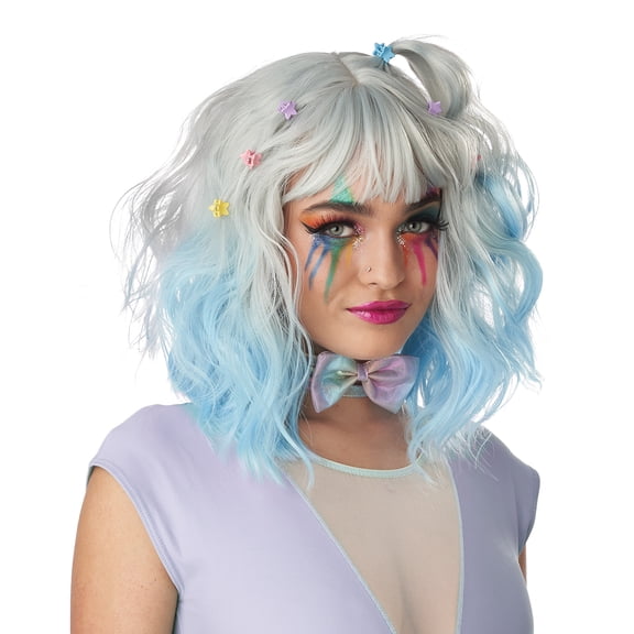 Pastel Textured Long Bob Adult Wig (Gray/Blue)