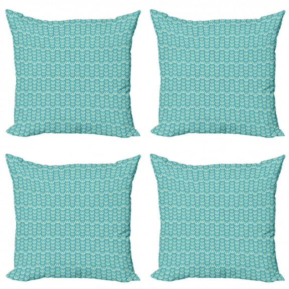 Ambesonne Pastel Throw Pillow Cover 4 Pack, Simplistic Soft Circles Art, 16", Pastel Yellow Pale Blue