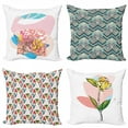 thumbnail image 1 of Ambesonne Pastel Throw Pillow Cover 4 Pack, Soft Toned Bloom Flowers, 20", Multicolor, 1 of 2