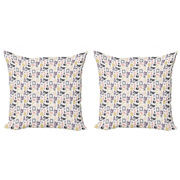 Pastel Throw Pillow Cushion Cover Pack of 2, Floral Perfume Ingredients Cubs and Herbs, Zippered Double-Side Digital Print, 4 Sizes, White Multicolor, by Ambesonne