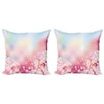 thumbnail image 1 of Ambesonne Pastel Throw Pillow Cover 2 Pack, Dreamy Cherry Blossoms, 18", Pale Pink Pale Blue, 1 of 2