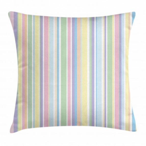 Pastel Throw Pillow Cushion Cover, Vertically Striped Pattern Different Colored Straight Lines Classical Old Fashioned, Decorative Square Accent Pillow Case, 20 X 20 Inches, Multicolor, by Ambesonne