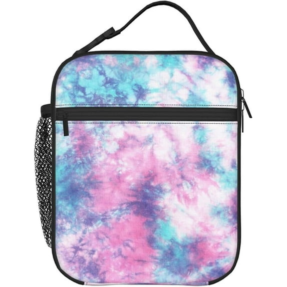 Pastel Tie Dye Lunch Box - Insulated Lunch Bags for Women Men Detachable Handle Lunchbox Meal Tote Bag