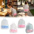 thumbnail image 1 of Pastel Tiny Flower Print Fabric Backpack Frill Front Pocket Adjustable Shoulder Strap School Handbag, 1 of 5