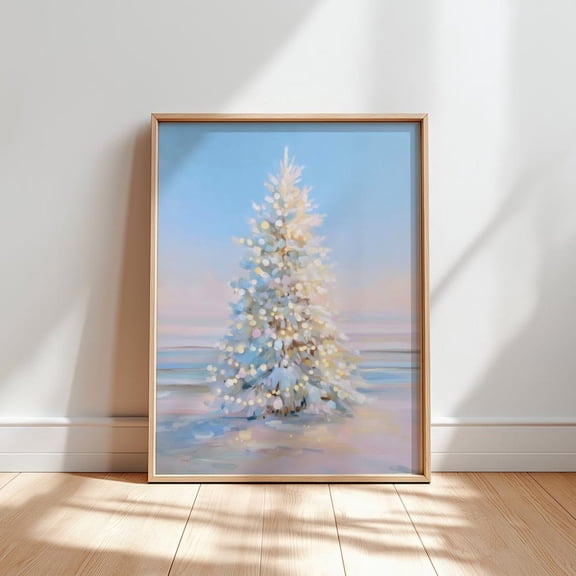 Pastel Tree Poster, Nordic Winter Landscape, Unframed Poster Size 24x36