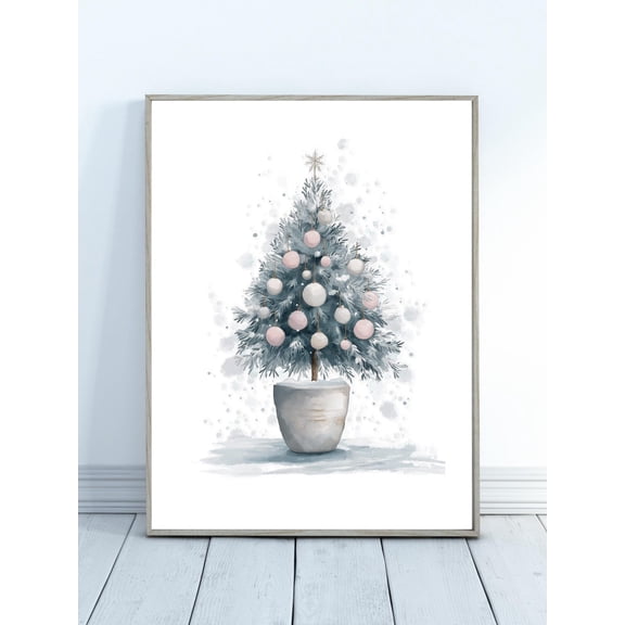 Pastel Tree Poster-Winterwall Art, Pastel Baubles Tree Poster, Festive Decor, Tree Art, Minimalist Decor, Unframed Poster Size 8x12