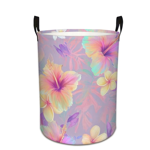 Pastel Tropical Floral Delight Print Extra Large Foldable Laundry Basket  Stylish  Easy to Use for Bedroom Bathroom  Laundry Room  Oxford Fabric Storage Bin