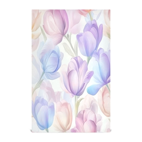 Pastel Tulip Pattern Decorative Waffle Towel Kitchen Dishcloth 28x18in Multi-Use Tea Towel