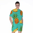 thumbnail image 1 of Pastel Turquoise Pineapple Pattern Short Sleeve Men'S Rompers Casual Summer Jumpsuits Outfit, 1 of 4