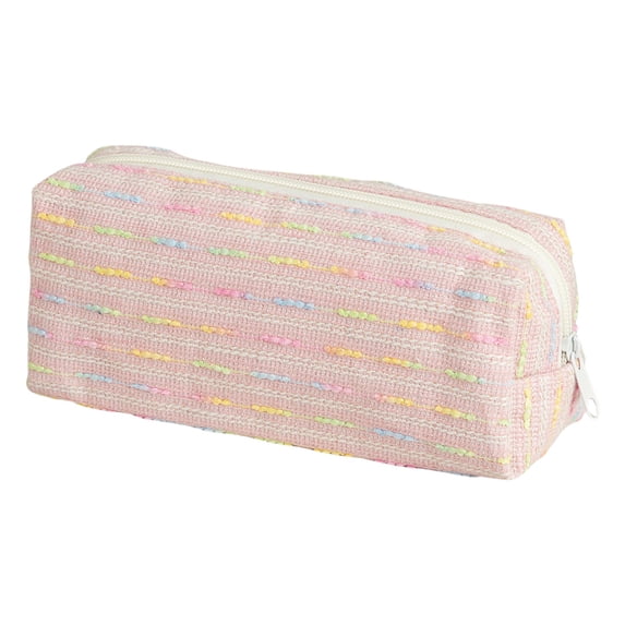 Pastel Tweed Pencil Case Large Capacity Woven Stationery Bag Multifunctional Pouch for Office Home for Makeup Brush Storage