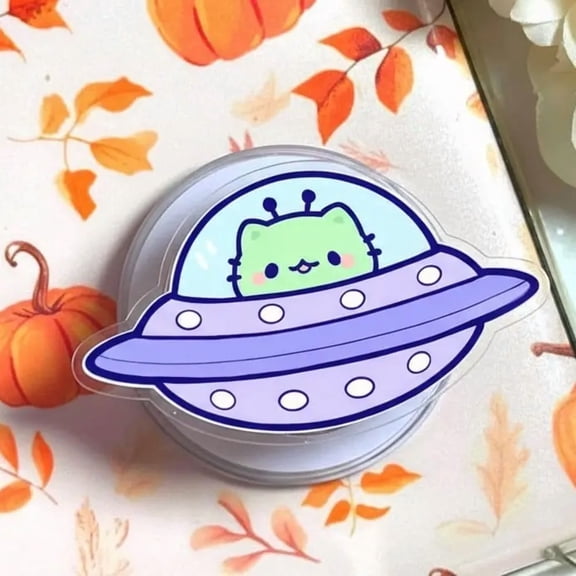 Pastel UFO Cat Phone Grip Cartoon Space Magnetic Phone Grip & Kickstand Cute Accessory