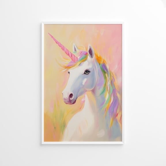 Pastel Unicorn Poster: Rainbow Fantasy Wall Art for Magical Kids Room Decor 8x12 UNFRAMED