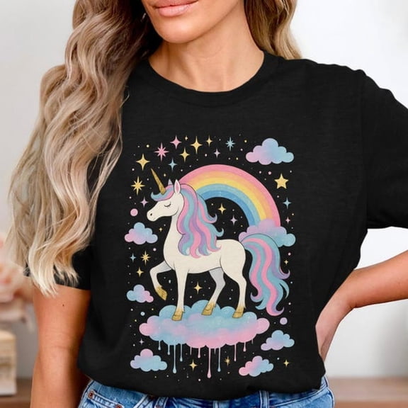 Pastel Unicorn S1Hirt, Cute RainB1Ow Cloud Unicorn T1EE, KawaI1I F11antasy Graphic T S1Hirt, Glitter Star Unicorn Top, WhimsiC1Al Aesthetic T1EE