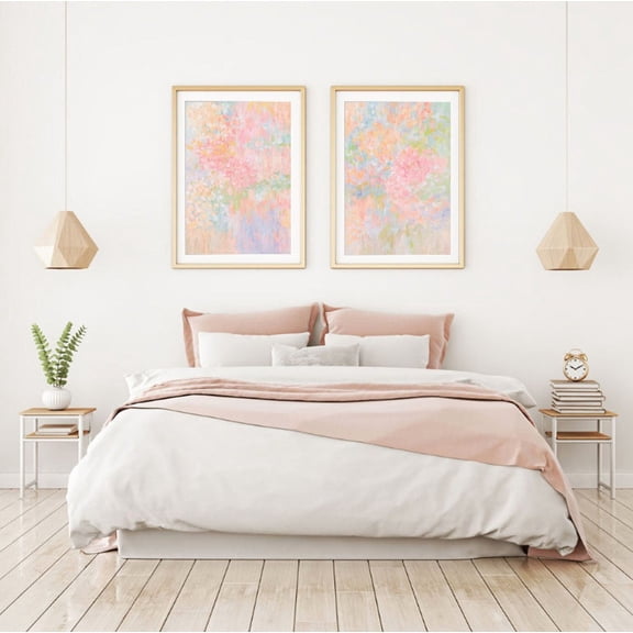 Pastel Wall Art Flowers Art Colorful Girly Living Room Impressionist Art Set 2 Unframed Paper Print 8x12